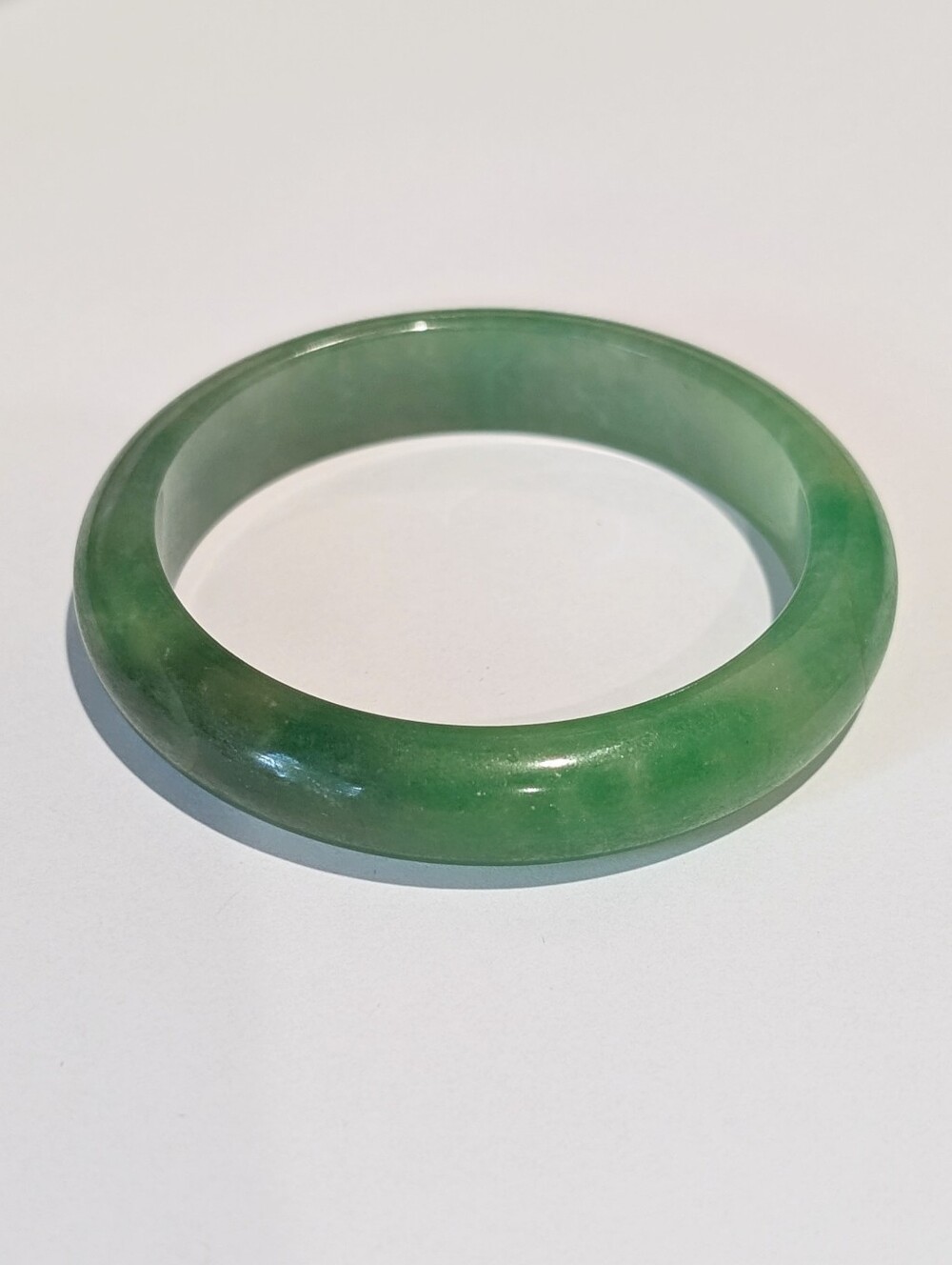 Vintage Genuine Burmese Rich Green Jade 13mm Wide Bangle Bracelet 270 Carats